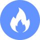 Icon with an open flame